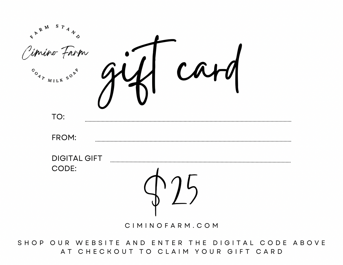 Cimino Farm Stand Gift Card