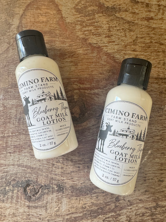 Blueberry Thyme Goat’s Milk Lotion 2 oz Bottle
