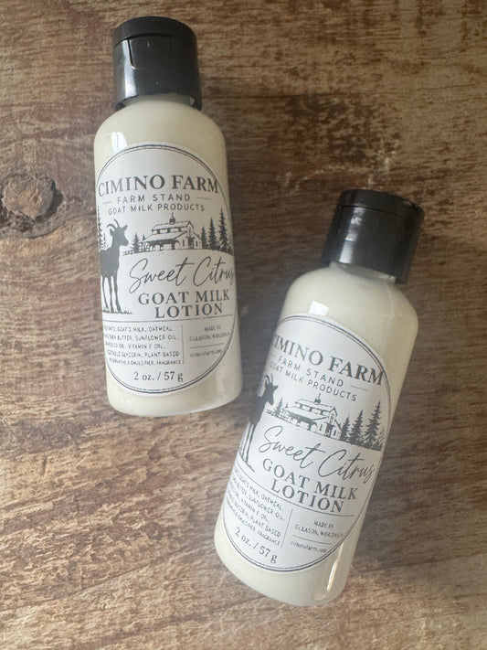 Sweet Citrus Goat’s Milk Lotion 2 oz bottle